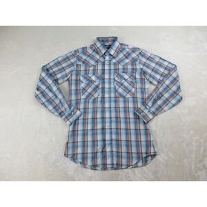 VINTAGE Levi's Shirt Mens Small Blue Pearl Snap Tapered Fit‎ Long Sleeve 80s*